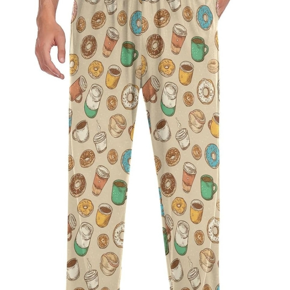 Coffee and Donut Print Pajama Pants